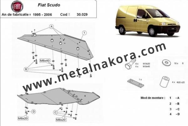 Предпазна кора за двигател, скоростна кутия, радиатор и предна броня Fiat Scudo 3