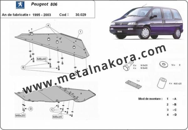 Предпазна кора за двигател, скоростна кутия, радиатор и предна броня Peugeot 806 3