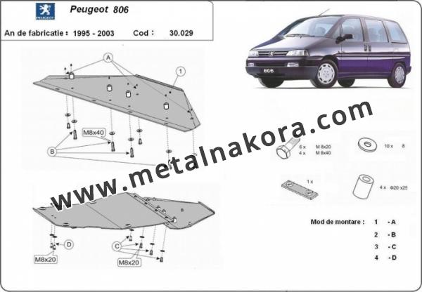 Предпазна кора за двигател, скоростна кутия, радиатор и предна броня Peugeot 806 1