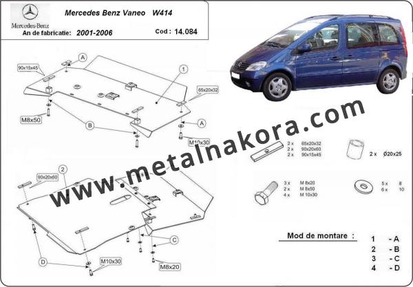 Предпазна кора за двигател, скоростна кутия, радиатор и предна броня Mercedes Vaneo W414 1