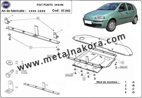 Предпазна кора за двигател, скоростна кутия, радиатор и предна броня Fiat Punto 1