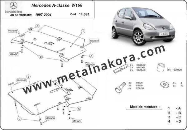 Предпазна кора за двигател, скоростна кутия, радиатор и предна броня Mercedes A-Classe W168 3