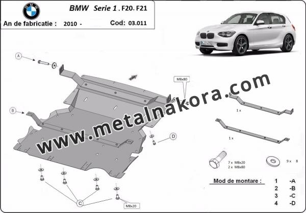 Предпазна кора за двигател, радиатор и предна броня BMW Seria 1 3