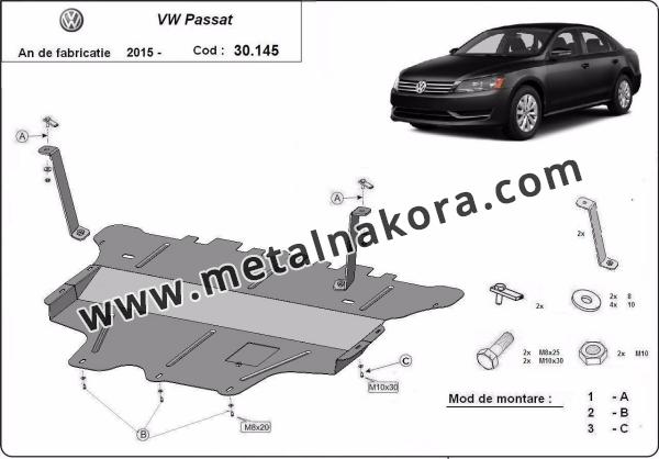 Предпазна кора за двигател, скоростна кутия, радиатор и предна броня Volkswagen Passat B8 - ръчна скоростна кутия 1