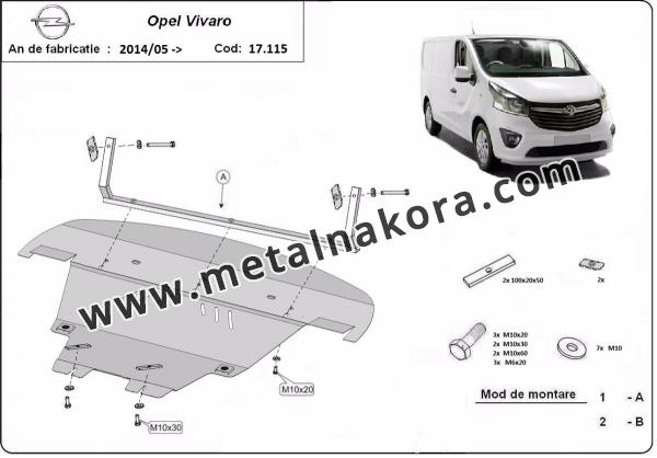 Предпазна кора за двигател, скоростна кутия, радиатор и предна броня Opel Vivaro 1