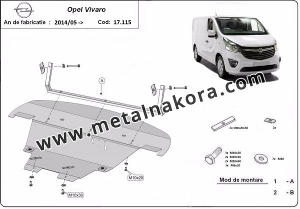 Предпазна кора за двигател, скоростна кутия, радиатор и предна броня Opel Vivaro 3