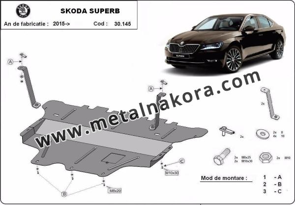 Предпазна кора за двигател, скоростна кутия, радиатор и предна броня Skoda Superb - ръчна скоростна кутия 1