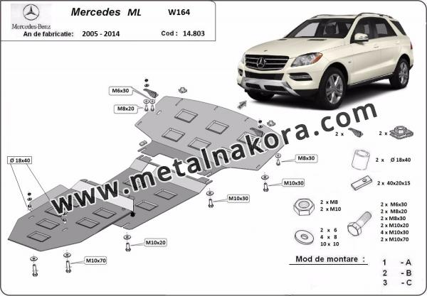 Предпазна кора за двигател, скоростна кутия, радиатор и предна броня Mercedes ML W164 3