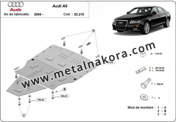 Предпазна кора за двигател, скоростна кутия, радиатор и предна броня Audi A6 1