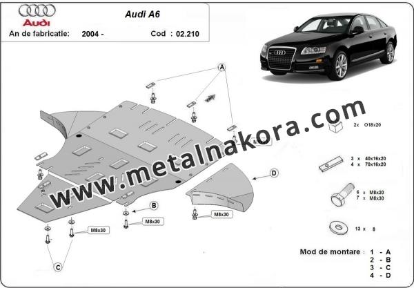 Предпазна кора за двигател, скоростна кутия, радиатор и предна броня Audi A6 avec laterale 1