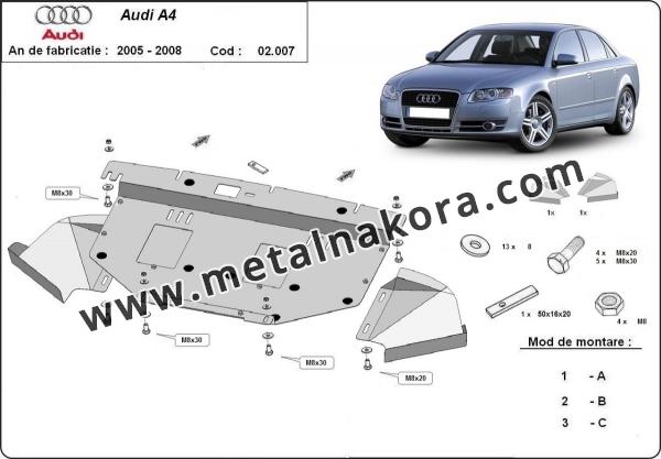 Предпазна кора за двигател, радиатор и предна броня Audi A4 B7 3