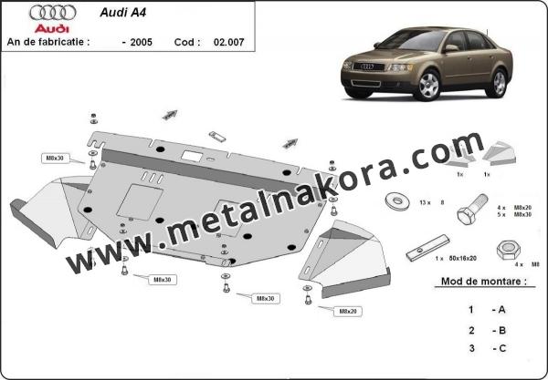 Предпазна кора за двигател, радиатор и предна броня Audi A4 B6, 2.5 tdi 3