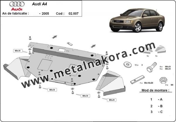 Предпазна кора за двигател, радиатор и предна броня Audi A4 B6, 2.5 tdi 6