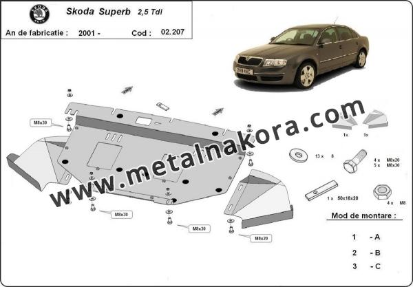 Предпазна кора за двигател, радиатор и предна броня Skoda Superb 3