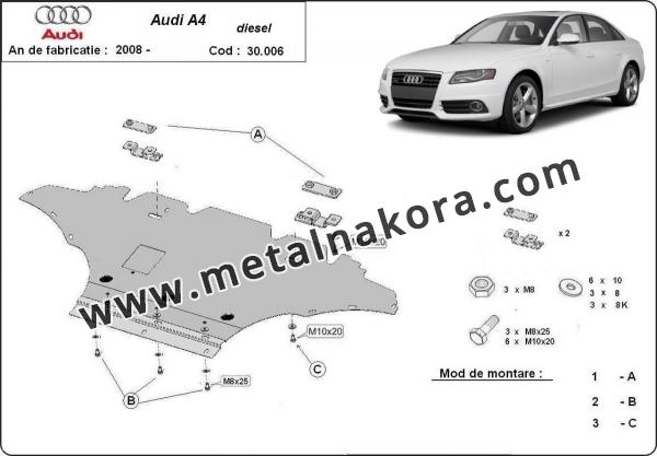 Предпазна кора за двигател, радиатор и предна броня Audi A4 B8 - дизел 3
