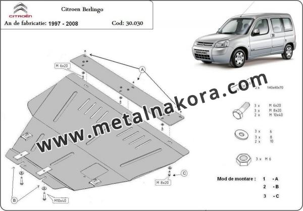 Предпазна кора за двигател, скоростна кутия и радиатор Citroen Berlingo 3