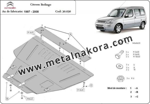 Предпазна кора за двигател, скоростна кутия и радиатор Citroen Berlingo 1