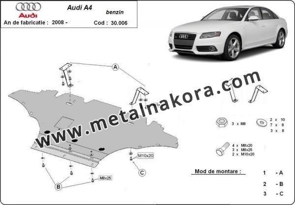 Предпазна кора за двигател, радиатор и предна броня Audi A4 B8 - бензин 3