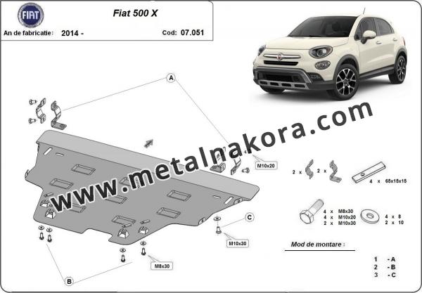 Метална предпазна кора за двигател Fiat 500x 3