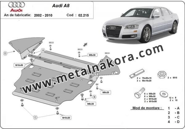 Метална предпазна кора за двигател Audi A8 3