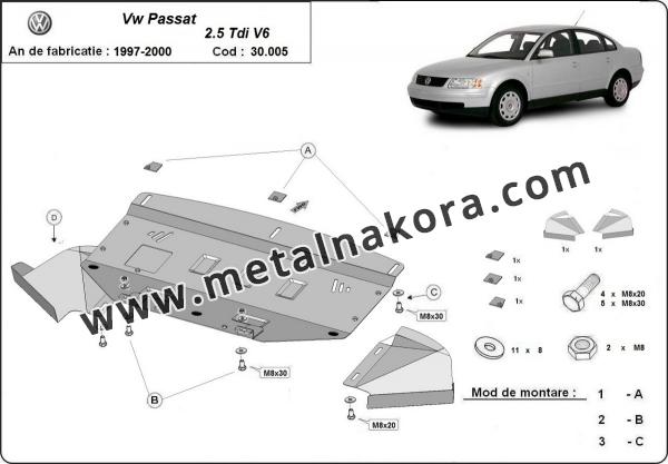 Предпазна кора за двигател, радиатор и предна броня VW Passat B5 3