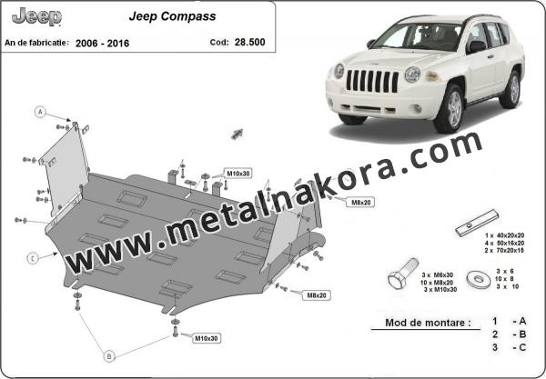Предпазна кора за двигател, скоростна кутия, радиатор и предна броня Jeep Compass 3