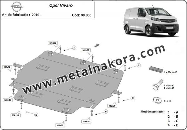 Предпазна кора за двигател, скоростна кутия, радиатор и предна броня  Opel Vivaro 3