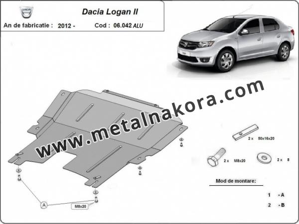 Предпазна кора за двигател, скоростна кутия, радиатор и предна броня изработени от алуминий Dacia Logan 2 3
