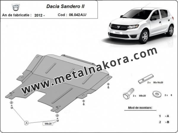 Предпазна кора за двигател, скоростна кутия, радиатор и предна броня изработени от алуминий Dacia Sandero 2 6