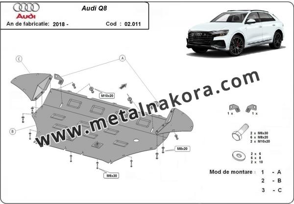 Предпазна кора за двигател и предна броня Audi Q8 3