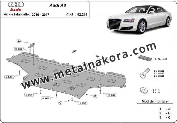 Метална предпазна кора за двигател Audi A8 3