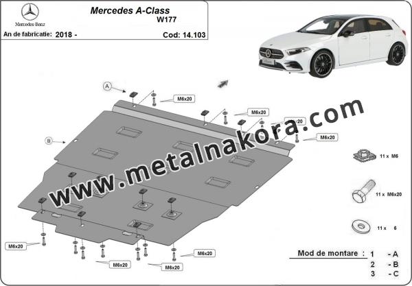 Предпазна кора за двигател, скоростна кутия и радиатор Mercedes A-Class W117 1