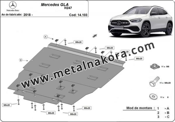 Предпазна кора за двигател, скоростна кутия и радиатор Mercedes  GLA H247 3
