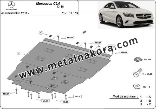 Предпазна кора за двигател, скоростна кутия и радиатор Mercedes  CLA C118 3