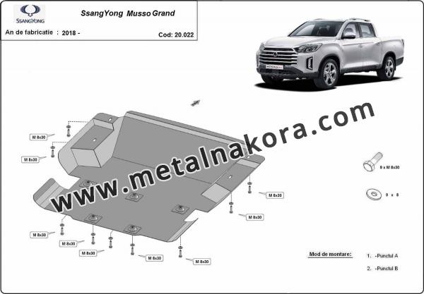 Предпазна кора за двигател, радиатор и предна броня Ssangyong Musso Grand  2