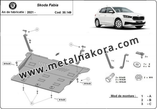 Предпазна кора за двигател, скоростна кутия, радиатор и предна броня Skoda Fabia 4 2