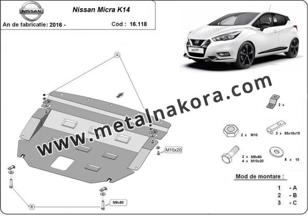 Метална предпазна кора за двигател Nissan Micra 3