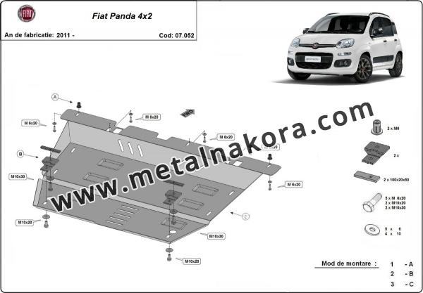 Предпазна кора за двигател, скоростна кутия, радиатор и предна броня Fiat Panda 4x2 2