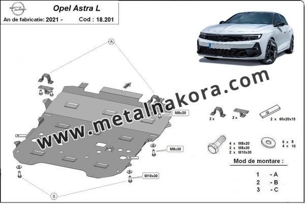 Предпазна кора за двигател, скоростна кутия, радиатор и предна броня Opel Astra L 3
