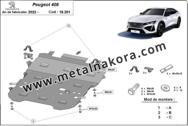 Предпазна кора за двигател, скоростна кутия и радиатор Peugeot 408 3