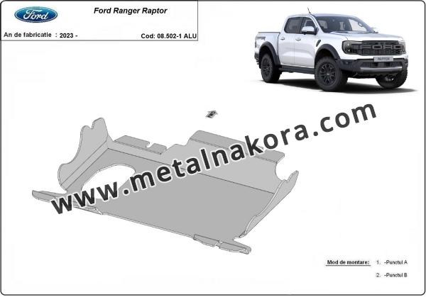 Предпазна кора за двигател и предна броня Ford Ranger Raptor - алуминий 3