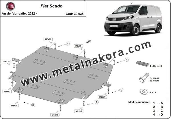 Предпазна кора за двигател, скоростна кутия, радиатор и предна броня Fiat Scudo 3