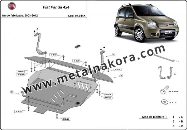 Предпазна кора за двигател, скоростна кутия, радиатор и предна броня Fiat Panda 4x4 3