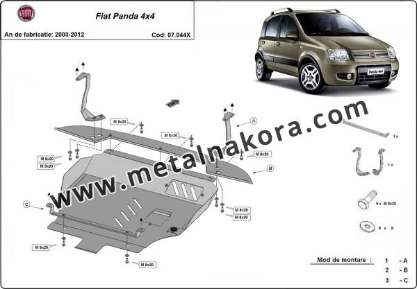 Предпазна кора за двигател, скоростна кутия, радиатор и предна броня Fiat Panda 4x4 1