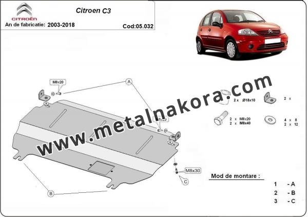 Предпазна кора за двигател, скоростна кутия и радиатор Citroen C3 3