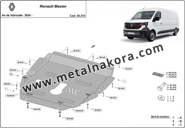 Предпазна кора за двигател, скоростна кутия, радиатор и предна броня Renault Master 3