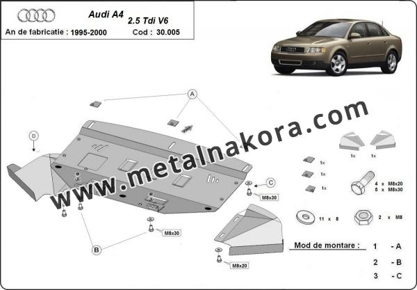 Предпазна кора за двигател, радиатор и предна броня Audi A4 B5 3