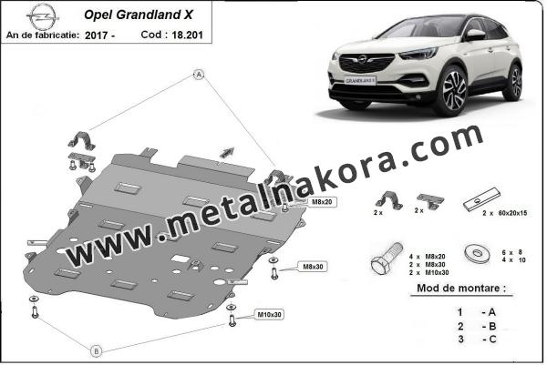 Метална предпазна кора за двигател Opel Grandland X 3