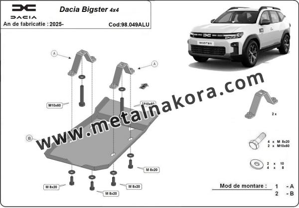 Алуминиев щит на Dacia Bigster, двигател 4х4 3