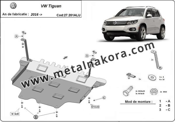 Алуминиев Предпазна кора за двигател, скоростна кутия и радиатор Volkswagen Tiguan 3